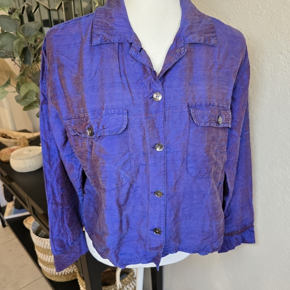 Chico's Rich Blue Button-Up Jacket